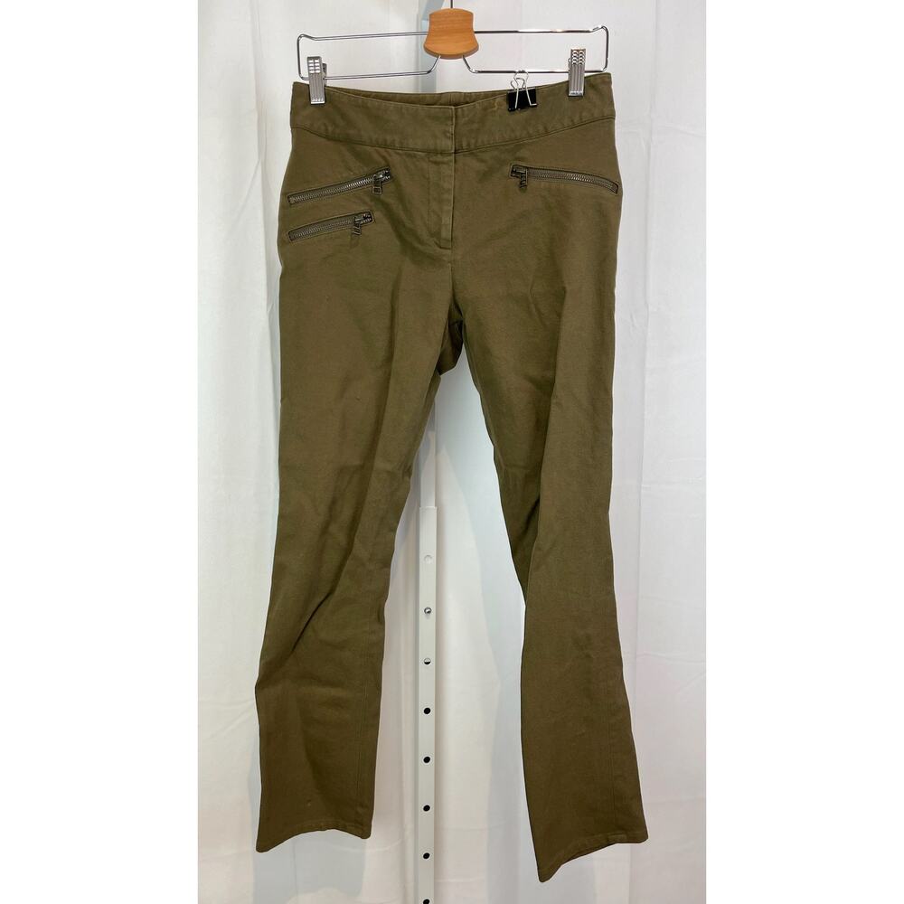 VERONICA BEARD Roxy Zipper Trim Crop Ankle Moto Pants Green Size 6